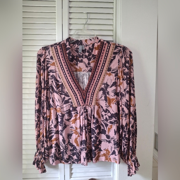 Anthropologie Tops - Anthropologie Pink and Black Floral Blouse. BL^NK LONDON X